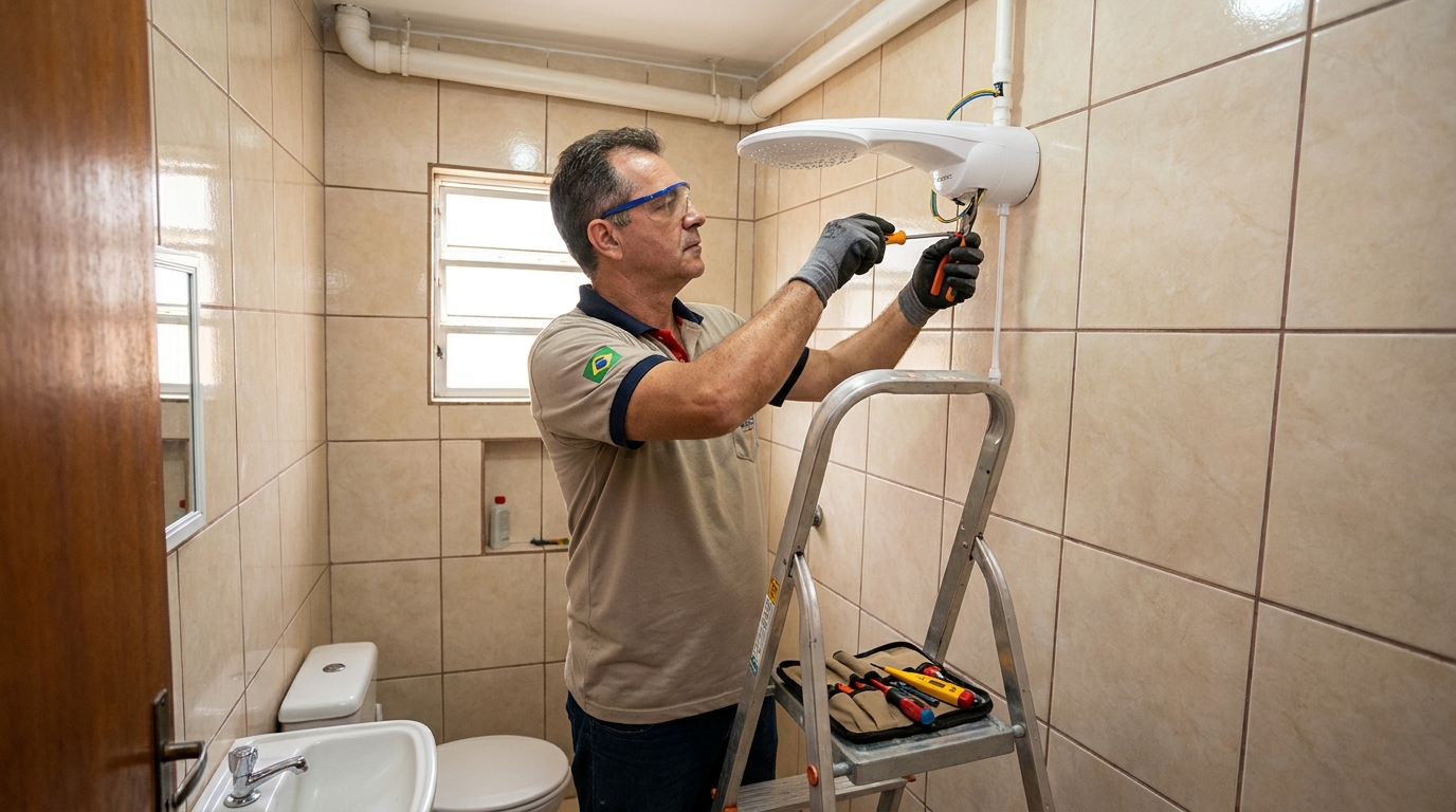 Substituição de Chuveiro Antigo em Cascavel‑PR